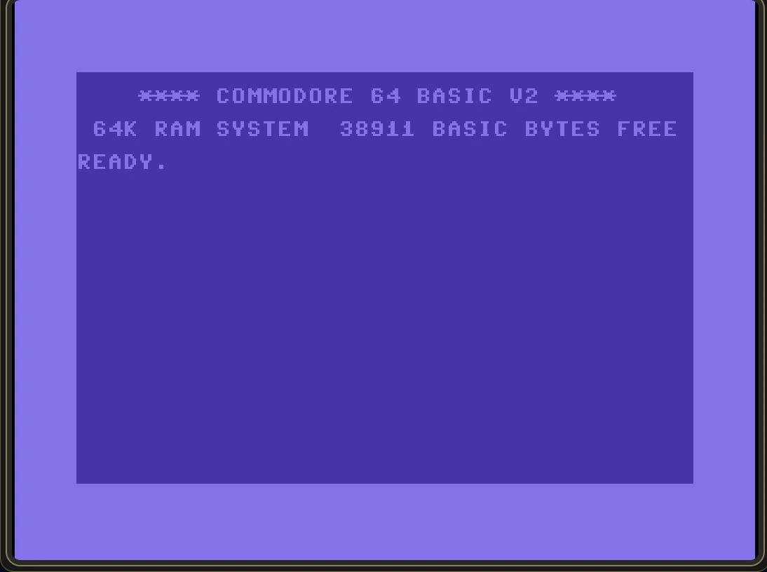 Der Commodore Web Emulator mit gestartetem C64 und blauem BASIC-Bildschirm